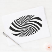 STICKER OVALE ILLUSION OPTIQUE DE BLACK WHITE ZEBRA SWIRLS (Enveloppe)