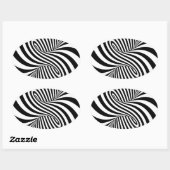 STICKER OVALE ILLUSION OPTIQUE DE BLACK WHITE ZEBRA SWIRLS (Feuille)