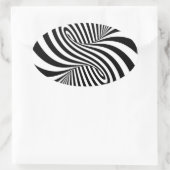 STICKER OVALE ILLUSION OPTIQUE DE BLACK WHITE ZEBRA SWIRLS (Sac)