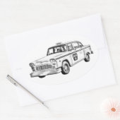 Sticker Ovale Illustration de cabine de taxi Checker (Enveloppe)