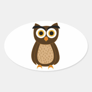 Sticker Ovale Illustration de chouette charmante