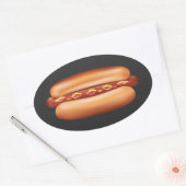 Sticker Ovale Illustration de Hot Dog Fast Food (Enveloppe)
