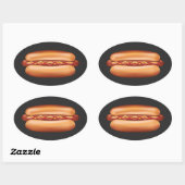 Sticker Ovale Illustration de Hot Dog Fast Food (Feuille)