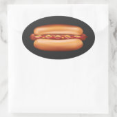 Sticker Ovale Illustration de Hot Dog Fast Food (Sac)