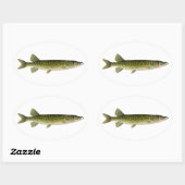 Sticker Ovale Illustration de Pickerel en chaîne (Feuille)