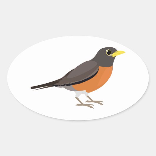 Sticker Ovale Illustration de Robin américain (Devant)
