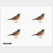 Sticker Ovale Illustration de Robin américain (Feuille)