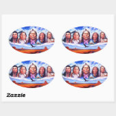 Sticker Ovale Illustration des chefs indiens d'Amérique (Feuille)