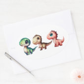Sticker Ovale Illustration des dinosaures de bébé mignons (Enveloppe)