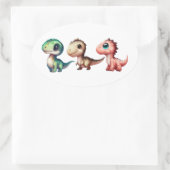 Sticker Ovale Illustration des dinosaures de bébé mignons (Sac)