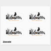 Sticker Ovale Illustration du texte d'Halloween noir (Feuille)