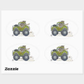 Sticker Ovale Illustration d'un éléphant conduisant une jeep. (Feuille)