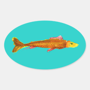 Sticker Ovale Illustration mignonne d'art de bruit de poisson