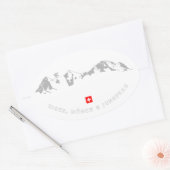 Sticker Ovale Illustration minimaliste Eiger, Mönch et Jungfrau (Enveloppe)