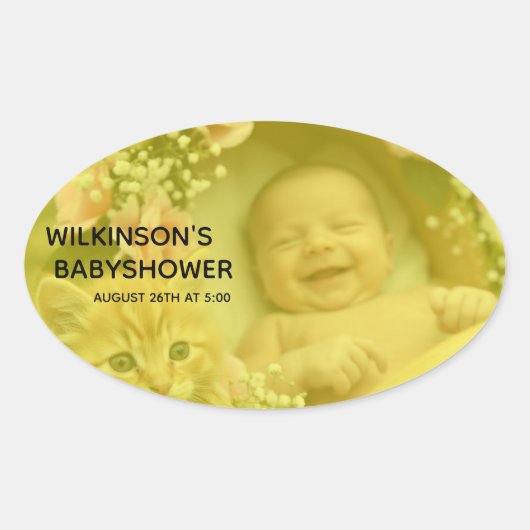 Sticker Ovale Image de bébé Baby Shower (Devant)