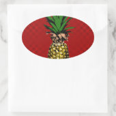 Sticker Ovale Image Newsprint ananas (Sac)