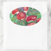 Sticker Ovale Imaginaire Fleurs rouges (Sac)