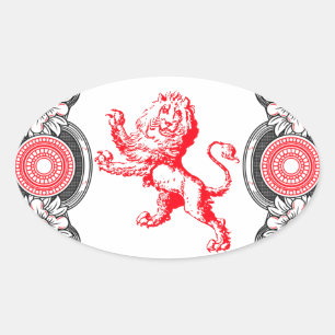 Sticker Ovale Imaginaire Heraldry Lion Frame sur