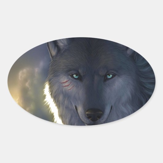 Sticker Ovale Imaginaire Wolf (Devant)