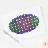 Sticker Ovale Impression À damiers bleu et violet (Enveloppe)