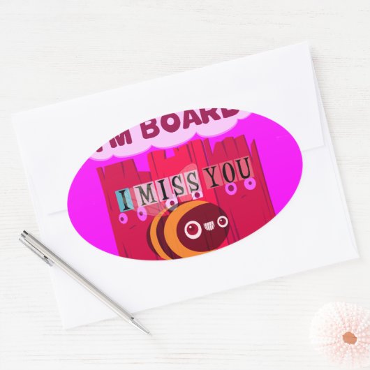 Sticker Ovale Impression d'abeilles (Enveloppe)