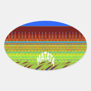 Sticker Ovale Impression d'art à motif géométrique coloré