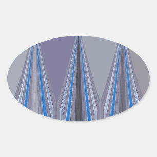 Sticker Ovale Impression d'art chevron bleu, violet, gris
