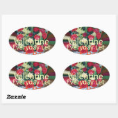 Sticker Ovale Impression d'art de la Saint-Valentin (Feuille)