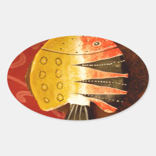 Sticker Ovale Impression d'art de poisson tigre Barb sensation r