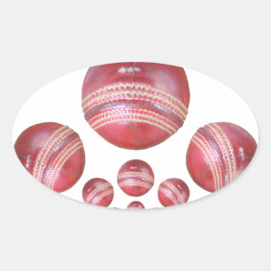 Sticker Ovale Impression de la balle de cricket de Sports Lover