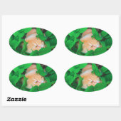 Sticker Ovale Impression de phot du chat de point de vue mignon (Feuille)