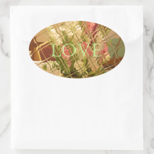 Sticker Ovale Impression des fleurs reflétées (Sac)