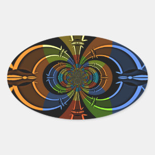 Sticker Ovale Impression d'une éclatement de couleur Abstraite