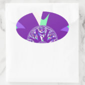 Sticker Ovale Imprimante d'art bleu rétro Cyan Kaleidoscope (Sac)