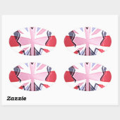 Sticker Ovale Imprimer "I Love UK" (Feuille)