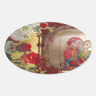 Sticker Ovale Imprimer mariage Doll Portrait Graphique