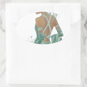 Sticker Ovale Imprimer vintage Ladies Gogo Green Art (Sac)