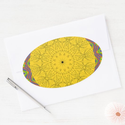 Sticker Ovale Imprimerie d'art Motif égyptien (Enveloppe)