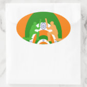Sticker Ovale Inde Cricket Spirit : Design abstrait (Sac)