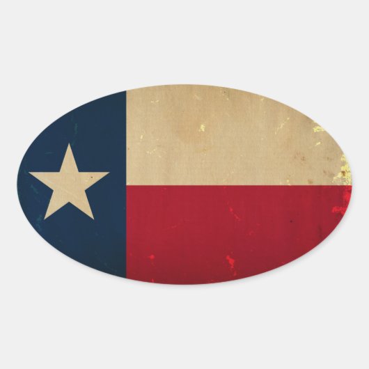 Sticker Ovale Indicateur d'état du Texas VINTAGE (Devant)