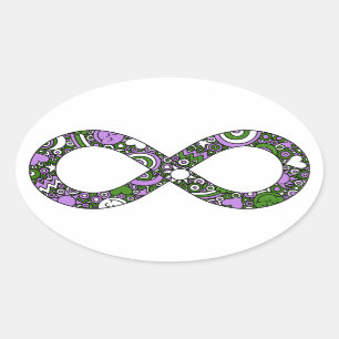 Sticker Ovale Infinité Neurodivers Doodle Genderqueer Pride