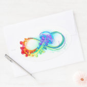 Sticker Ovale Infinity avec Rainbow Jellyfish (Enveloppe)