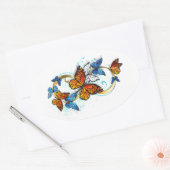Sticker Ovale Infinity of Monarch Butterflies (Enveloppe)