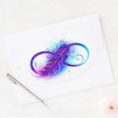 Sticker Ovale Infinity with purple feather (Enveloppe)