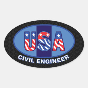 Sticker Ovale Ingénieur civil patriotique