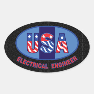 Sticker Ovale Ingénieur électrique patriotique