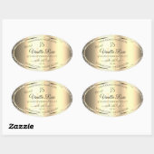 Sticker Ovale Initiales à Parties scintillant douce Shimmery Gol (Feuille)