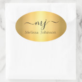 Sticker Ovale Initiales élégantes sur or (Sac)