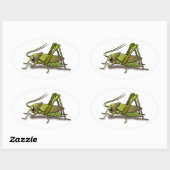 Sticker Ovale Insecte verte au cricket (Feuille)