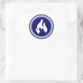 Sticker Ovale Insigne de flamme bleue du pompier du premier inte (Sac)